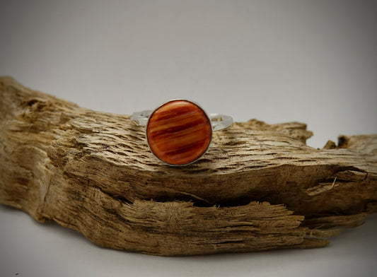 Orange Spiny Oyster Shell Ring - Round - Size 7