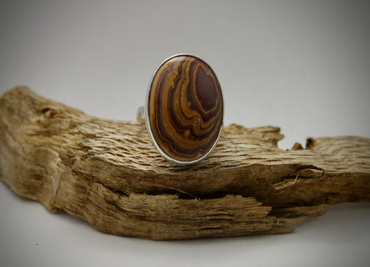 Rainbow Hickoryite Ring - Oval - Size 7.5