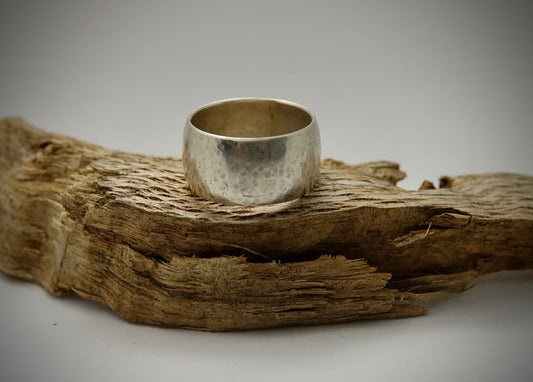 Domed Silver Wide Band Ring - Size 7.5