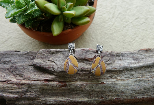 Senora Dendritic Rhyolite - Yellow - Dangle Studs