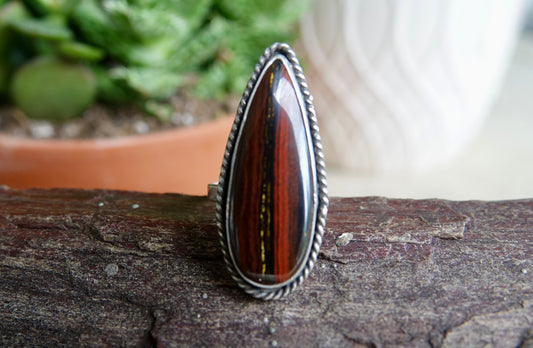 Red Jasper Ring - Teardrop - Size 8