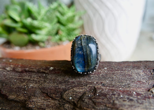 Labradorite Ring - Rectangle - Size 7.75