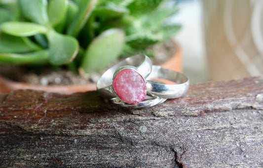 Pink Druzy Stacker Ring - Size 7