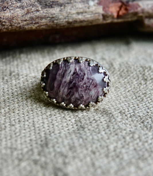 Purple Charoite Ring - Oval - Size 4.25