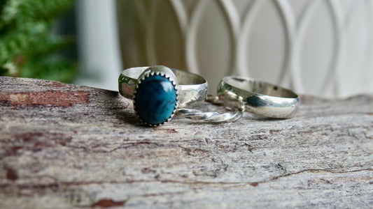 Turquoise Stacker Ring - Set of 3 Rings- Size 6.5