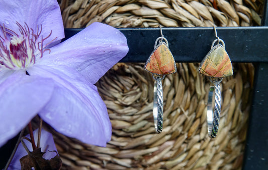 Red Jasper Triangle Hoop Earrings